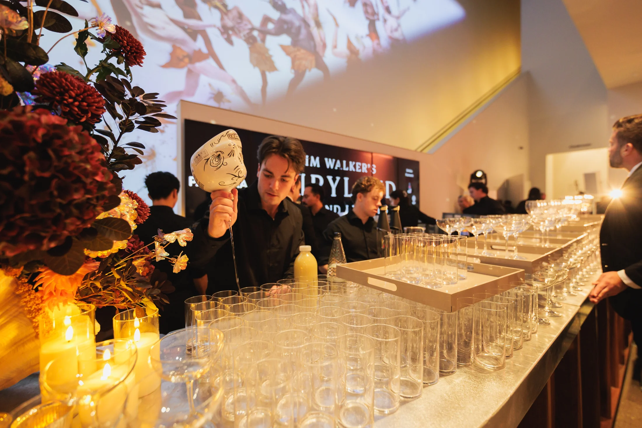 The cocktail bar at the Tim Walker Fairyland Private View in the National Portrait Gallery